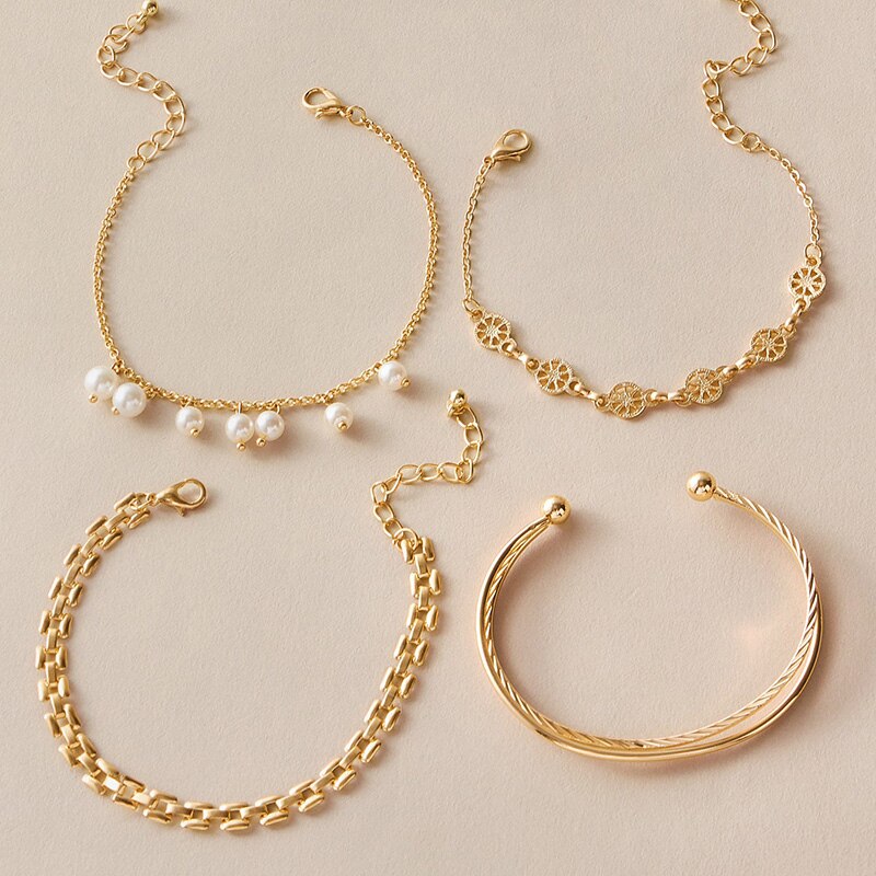 4 Piece Pearl  Bracelet Set